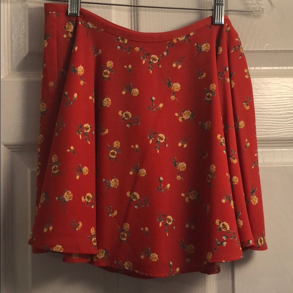 Red floral Forever21 mini skirt